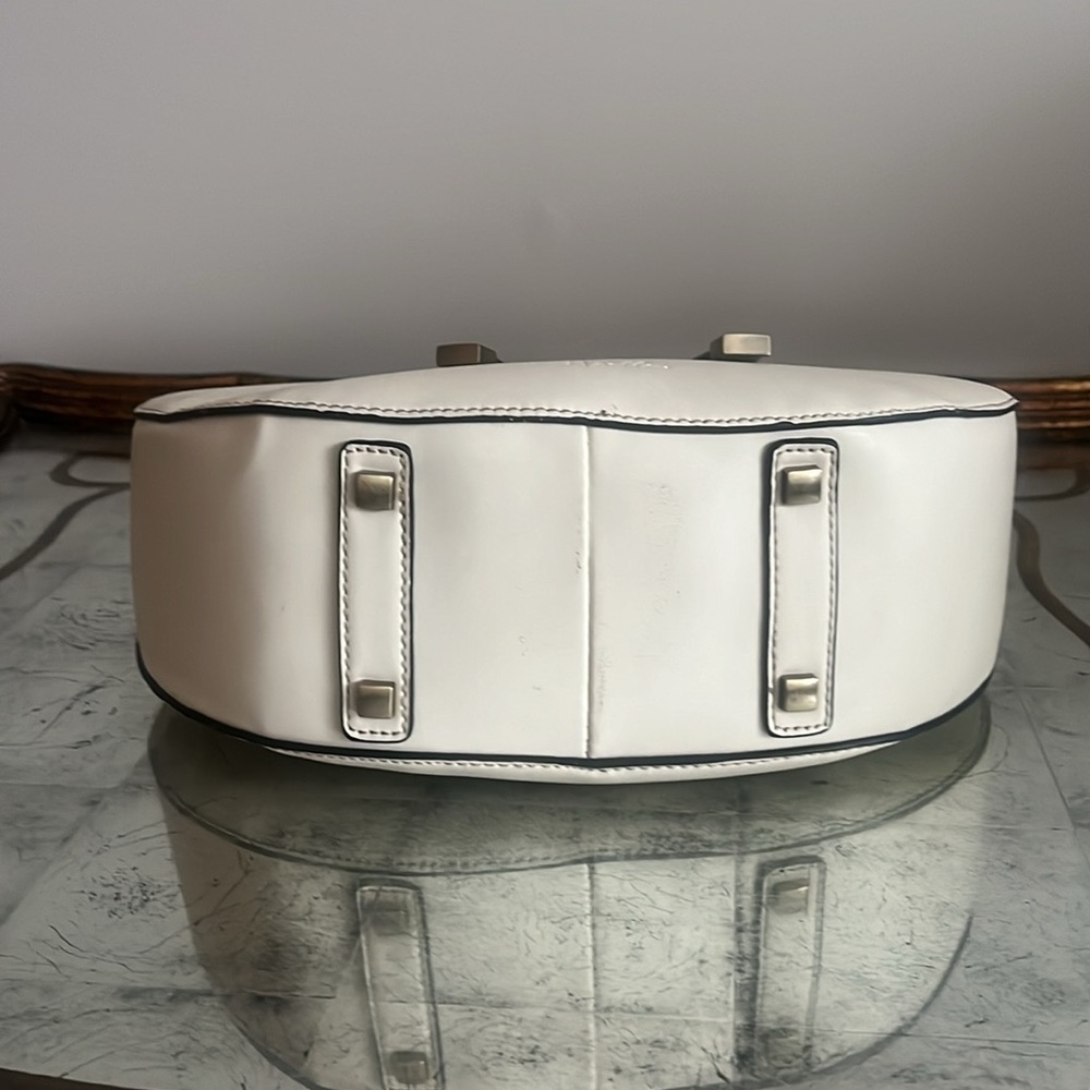 Faux Leather Handbag with Crossbody Strap in Ivory - Picture 4 of 5